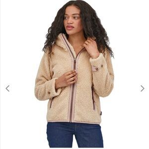 Patagonia Women’s Divided Sky Pile Sherpa Fleece Jacket Sz Small Dark Natural